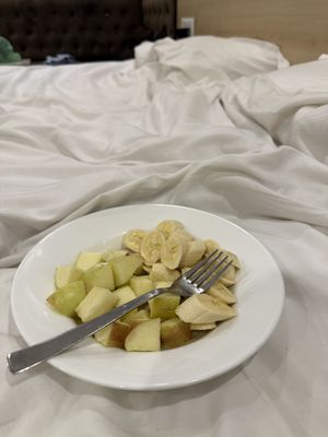 Fruit platter  at Punyah Cafe in Rishikesh