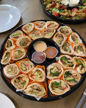 Catering - vegan yiros wrap platter   at The Smiley Vegan @ Alminas in Prospect