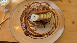 Pancakes with biscoff at Green Routes Cafe in Oxford