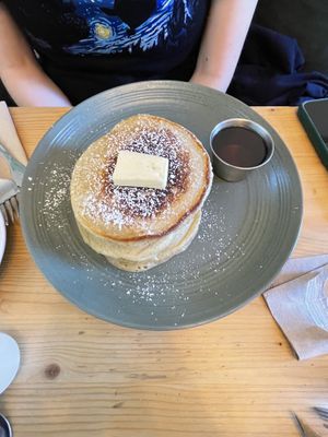 Vegan maple syrup pancakes  at Green Routes Cafe in Oxford