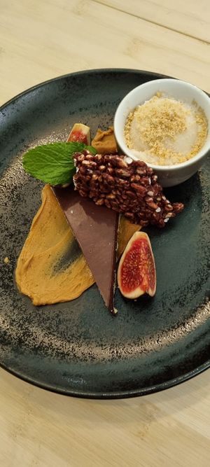 Chocolate tarte and vanilla ice cream at VHY! in Stuttgart