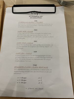 Menu   at VHY! in Stuttgart
