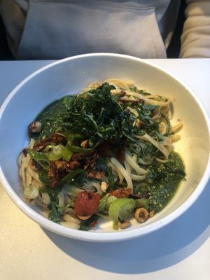 Linguine with mushroom-pesto, hazelnuts, arugula (14,90€)  at VHY! in Stuttgart