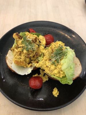 Scrambled tofu on brezl-bun (7,90€)  at VHY! in Stuttgart