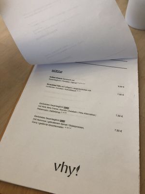 Menu   at VHY! in Stuttgart