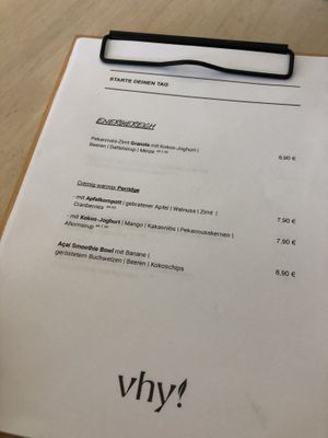Menu   at VHY! in Stuttgart