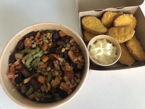 Tofu tanglement and vegan nuggets  at Tabi Loo in Leuven