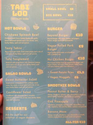 Menu at Tabi Loo in Leuven