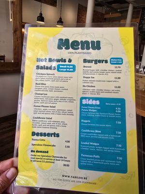 menu (August 2026) at Tabi Loo in Leuven