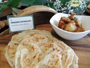 forever local favourite Roti Prata with Rendang curry potatoes  and heura chicken at Green Common 绿客门 in Central Singapore