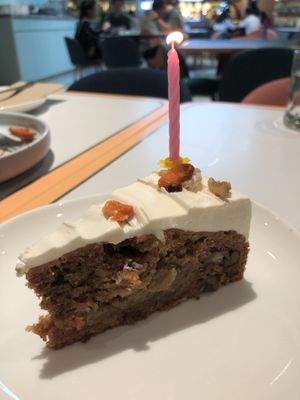 Carrot cake was moist and I love how it’s totally plant based! at Green Common 绿客门 in Central Singapore