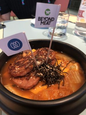 The army stew was really tasty as well! Comes with instant noodles inside. Gives the shiok feeling of drinking hot spicy soup..but wasn’t too spicy also! Also has vegan cheese!  at Green Common 绿客门 in Central Singapore