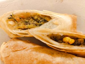 Omni meat spring roll really good at Green Common 绿客门 in Central Singapore