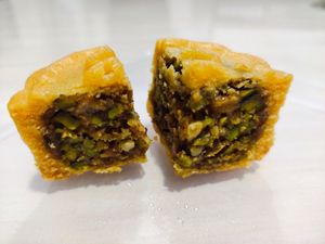 Figs with pistachios and oats mooncake at Green Common 绿客门 in Central Singapore