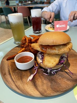 Fishless fillet burger  at Green Common 绿客门 in Central Singapore