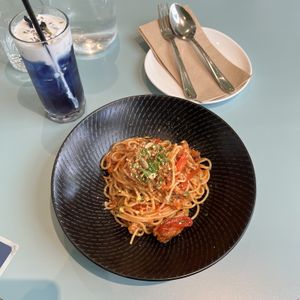 Chilli Crabless Pasta  at Green Common 绿客门 in Central Singapore
