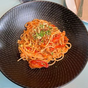 Chilli Crabless Pasta  at Green Common 绿客门 in Central Singapore