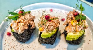 Omnituna and sweet corn gunkan at Green Common 绿客门 in Central Singapore