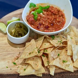 Omni Chilli Con Carne with Taco Chips at Green Common 绿客门 in Central Singapore
