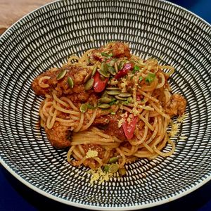 Omni Chilli Crabless Crab Pasta at Green Common 绿客门 in Central Singapore