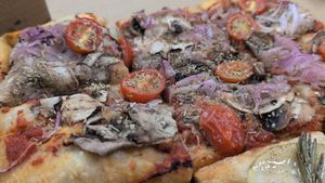 Vegana pizza peel at FARO Beachside Eatery in Flagler Beach