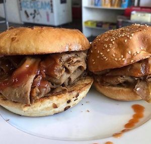 Blarby’s Roast Beeph (housemade seitan) at Brandon Vegan Deli in Brandon