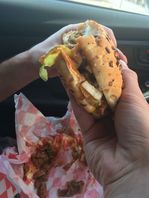 Sloppy and amazing KBB Sammich at Brandon Vegan Deli in Brandon