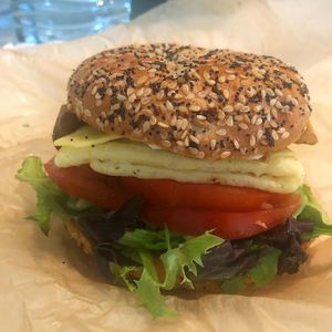 Bagel breakfast sandwich  at Brandon Vegan Deli in Brandon