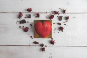 Chocolate Raspberry Mousse Heart at Level V Bakery in Vancouver