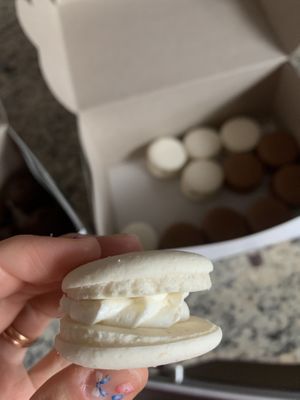 Vanilla macaron  at Level V Bakery in Vancouver