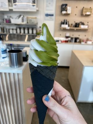 lavender + matcha soft serve (!!!!!)  at Level V Bakery in Vancouver