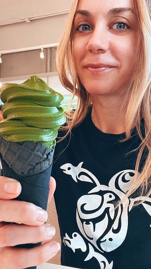 Soft serve on weekends - get there early cause certain flavors sell out.  this matcha is bitter and simply delightful.   at Level V Bakery in Vancouver