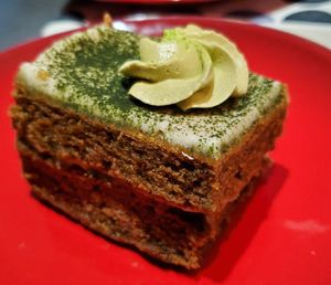 A lovely matcha cake at Level V Bakery in Vancouver