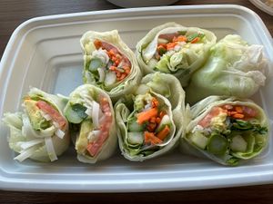 Chopped up spring rolls minus the questionable sauce   at Teton Kitchen in Depew