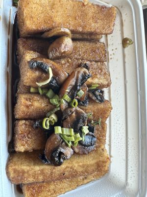 Delicious tofu steak with mushrooms   at Teton Kitchen in Depew