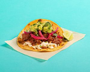 Chipotle Carnitas Tacos made with Jackfruit are a must try item! at Más Veggies Taqueria in Hollywood