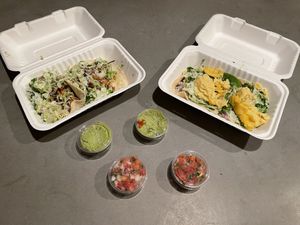 Chicken and chorizo tacos  at Senor Sisig in Oakland