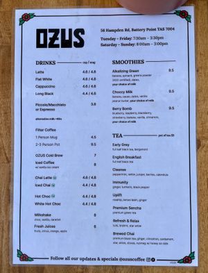  at Ozus Coffee in Battery Point