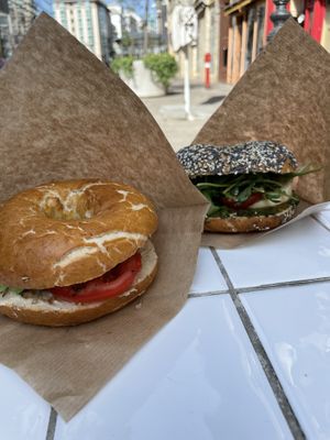 Avokado and pesto ”mozzarella"  at Budapest Bagel - Kálvin in Budapest