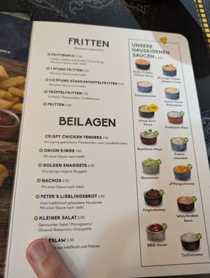 Speisekarte at Peter Pane in Dresden