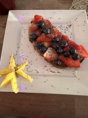 Almond toastt  at Nobe Yoga in Miami Beach