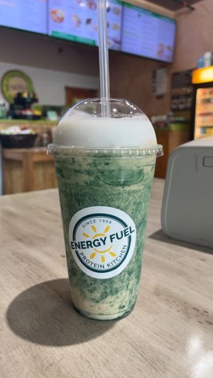 Earth Cloud ☁️ Smoothie. Sub the collagen protein powder for plant-based protein powder. at Energy Fuel in Garden City