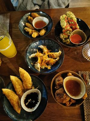 Variety of starters at Sen Vegan Cuisine - Moorenstraße in Dusseldorf
