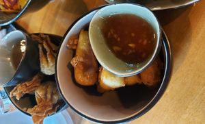 Fake pork. Pretty basic, but it's good. at Sen Vegan Cuisine - Moorenstraße in Dusseldorf