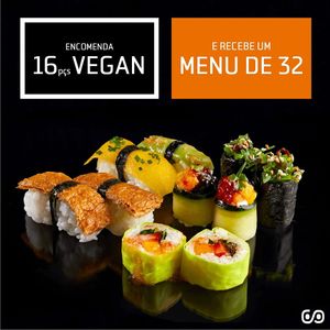 Order a menu of 16 pieces of vegan sushi and get double!
every Tuesday at Sushi em Tua Casa in Guimaraes