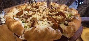 Vegan medium sausage and pepperoni Mountain Pie at Beau Jo's in Idaho Springs