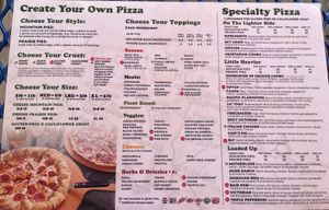Menu  at Beau Jo's in Idaho Springs