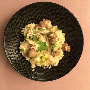 risotto with mushrooms and leeks. at Sur Mon Chemin  in Cahuzac Sur Vere