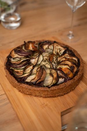 Vegan and gluten free sun vegetables tart @SamuelLhermillier at Sur Mon Chemin  in Cahuzac Sur Vere