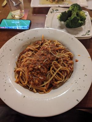 Fettuccine bolognese at Borgo Italia in Senoia